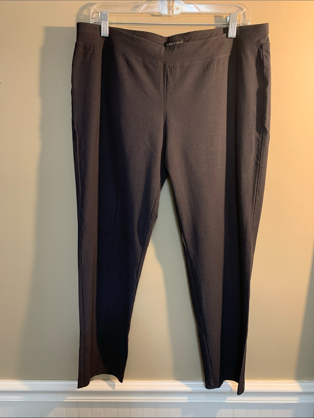 Eileen Fisher Women Stretch Grey Large Pull-On Pants Mature Comfortable Relax